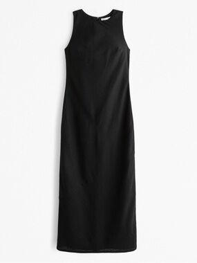 Abercrombie & Fitch Black Sleeveless Linen Blend Maxi Dress
